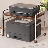 OZTYSGXM Druckertisch mit Ablage, 2-stufiges Druckerregal aus Holz für den Schreibtisch im Homeoffice und kleine Unternehmen – einfache Montage/Starke Tragfähigkeit,60CM