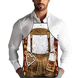 HSYTEK Oktoberfest Grillschürze für Männer und Frauen, 80 cm Wasserdichtes Kreative Kochschürze Lustig, Grill schürze für Männer Freund Geburtstag Vatertag Schürze Geschenk (Braun 1)