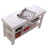 SUNMME Flur-Aufbewahrungsbank, Schuhhocker mit 2-stufigem Regal, für Zuhause, Wohnzimmer, Schlafzimmer, Umkleidebank, C 70 cm (27,55 Zoll, T 60 cm)