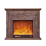 Kamine Freistehender Retro-Kamin mit Kaminsims aus Eiche, elektrischer Kaminofen mit realistischem Flammeneffekt, Fernbedienung Moderne Dekoration(Klein)