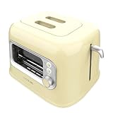 Cecotec Vertikaler Toaster RetroVision Yellow, 700W Leistung, 2 Extra-breite Schlitze, Einzigartiges Anzeige-Design, Bräunungssteuerung, Retro-Design, Staubabdeckung