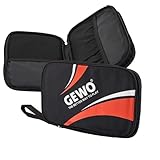 GEWO Doppelhülle Master - Tischtennisschläger-Hülle für 2 Schläger - Nylon Tischtennis-Tasche mit gepolsterten Schlägerfächern - Rundum-Schlägerschutz mit Trageschlaufe, 32cm rot
