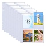 AOBOPLE 150 Stück Klarsichthüllen Sammelkarten Hüllen, 1200 Taschen 67x 95 mm Photocard Sleeves für 6 Ring A5 Binder, 4 Fach Geteilt Fotosichthüllen, Karten & Fotohüllen für Familien kollektion
