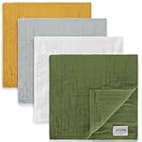 Maliton 4er Pack Baby Spucktücher | Mulltücher | Musselin Tücher | Handtücher 50x25 cm,Waschlappen aus 100% Baumwolle, langlebig,weich, saugstark,luftdurchlässig (Helle Farbserie)