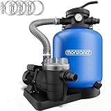 Monzana® Sandfilteranlage SF102K 9960L/h bis 35.000L Pool Selbstansaugend 400 Watt 2in1 Adapter Ø32-38mm 7Wege Ventil Sandfilterpumpe Poolfilter
