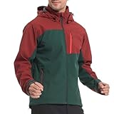 Gefomuofe Outdoor Fleecejacken für Herren Farbblock Langarm Übergangsjacke Wasserdichte Outdoorjacke Windbreaker Sportjacke Freizeitjacke Funktionsjacke Mantel