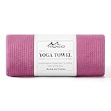 MoKo Yoga Handtuch rutschfest, Yoga Matten Handtuch mit Griffpunkten und Eckentaschen, 74,4'×27,3' Übungsmatte Abdeckung für Pilates, Fitness, Meditation, Schwimmbad, Stranddecke, Magenta, 1 Stück