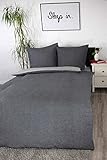 jilda-tex Biber Bettwäsche Made IN Germany Melange 135x200 cm + 80x80 cm 100% Baumwolle Feinbiberbettwäsche Edelflanell Verschiedene Größen/Farben (Uni Hellgrau/Dunkelgrau, 135 x 200 cm)