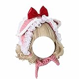 トクとユウ Lolita Mop Hut rot Damen Wintermütze Niedlich Cartoon Schleife Wollmütze, rose, Einheitsgröße
