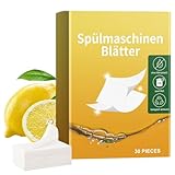 OIXYAZ 30 Stück spülmaschinenreiniger,Spülmaschinen Blätter,Waschmittel Blätter Bio,Spülmaschinen Blatter Natürlich,Stark Reinigendes,Plastikfreies,Zitronen