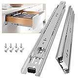 AOLISHENG Vollauszug Schubladenschienen 400 mm Schubladen Schienensystem Kugellager Strapazierfähig 45KG Tragkraft 1 Paar(Silber)