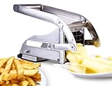 ICO Pommesschneider mit 2 Edelstahlklingen, Kartoffelschneider für hausgemachte Pommes, Pommesschneider Edelstahl mit Rutschfester Saugtechnologie