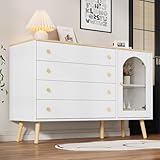MOBETTRES Schubladenkommode weiß 4 breite Schubladen Schubladenkommode geeignet für Esszimmer, Küche, Wohnzimmer, moderner Stil, 40 * 120 * 77,5 cm