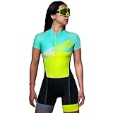 Damen Triathlon Anzug Einteiler Radanzug Kurzarm Skinsuit Jumpsuit Radfahren Damen Radtrikot XS-3XL, 1, XL