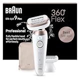 Braun Silk-épil 9 Flex, Epilierer Damen / Haarentferner für langanhaltende Haarentfernung, Ladyshaver, Rasieraufsatz, Trimmeraufsatz, 9-030 3D, Weiß/Rosa Titan