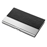 Visitenkartenetui Edelstahl PU-Leder Visitenkartenhalter Professionelle Visitenkartenbox Business Card Holder Visitenkarten Etuis Kartenetui Metall Visitenkarten-Etuis für Damen und Herren Schwarz