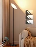 PreeOtti Stehlampe Wohnzimmer, 36W LED Deckenfluter mit Fernbedienung & Touch-Steuerung, 3 Farbtemperaturen, Stufenlos Dimmbar, Moderne Leselampe Stehleuchte für Wohnzimmer Schlafzimmer Büro(Schwarz)