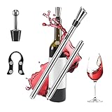 Plawee 5-in-1 Weinkühler Set, Edelstahl Weinkühlstab Stab, Weinflaschenkühler Kühlmanschette Wein Bierkühler | 2 Edelstahl Stäben,1 Ausgießer,1 Flaschenverschluss,1 Folienschneider für Barkeeper