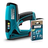 NOVUS TOOLS Elektrotacker J-150 Set inkl. 1800 Klammern │ Professionelle Tacker- und Nagelpistole für Holz zur Befestigung von Stoffen und Zierleisten │ Für Nägel 16 mm und Feindrahtklammern 6-14 mm