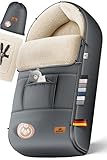 Kidiz® Babyfußsack Baby Fußsack Winterfußsack Babyschale mit Reißverschluss Kuschelsack Babydecke Kinderwagen waschbar verschließbarer Kopfteil,Tasche, passend für alle Kinderwagen, Anthrazit
