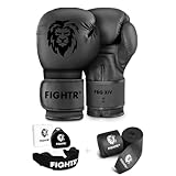 FIGHTR® Starter Set Boxen | Set aus Boxhandschuhe Boxbandagen Mundschutz für Boxen, MMA, Muay Thai & Kickboxen | Größen 8-16 oz, inkl. Tragetasche (14 oz)