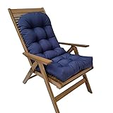 RPZVGG Adirondack-Stuhlkissen, wasserdicht, hohe Rückenlehne, Gleit- und Schaukelstuhl-Ersatzkissen mit Bändern, Terrassenkissen für Gartenmöbel(Blue)
