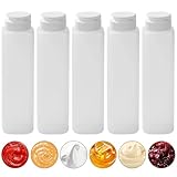 FYting Squeeze Flasche, 5 Stück Quetschflasche 300ml,Saucenflasche,BPA Frei, Auslaufsicher mit Automatisch öffnendem und SchließEndem Auslauf, Für Ketchup, Senf, Mayonnaise, OlivenöL (10 Oz)