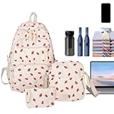 Generisch Erdbeer Rucksack | Schulrucksack Set | Schultasche Umhängetasche Für Mädchen Schüler Alltag Pendeln Ausflüge Camping Vorschule