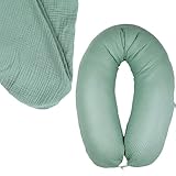 sei Design Stillkissenbezug Musselin Bezug aus 100% Baumwolle [ Bio-Baumwolle ], BEZUG für Stillkissen XXL Lagerungskissen Schwangerschaftskissen, Seitenschläfer-Kissen - 190x30 cm, waschbar