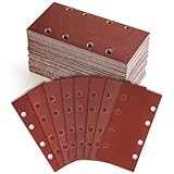 100tlg Schleifpapier für Schwingschleifer, 8 Löcher 93 x 185 mm Schleifblatt Set, Körnung 40/60/80/120/180/240/320/400