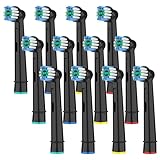 12er Aufsteckbürsten für OralB Vitality Pro, Genius X, Pro Pro Series 3 Plus, Pro 3 Zahnbürste Elektrische, Zahnbürstenaufsatz Kompatibel mit Braun OralB, Precision Ersatzbürsten Schwarz von HSYTEK