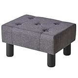YMYNY Kleine Fußbank, Fußbank Rechteckiger aus Leinen, Sitzhocker, Fußbank für Wohnzimmer, Pouf Couch Hocker, Ottoman Fußstütze für Eingang 40×30.5×22.5CM Grau HBD039G