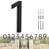 YLYOUNI Hausnummer Schwarz Moderne Groß Hausnummern Schild Schwebend Metall Hausnummer Anthrazit 7 Zol (17,50cm) mit 3D Effekt ür Bürotüre, Wohnung, Garagen - Ziffer1