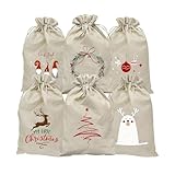 Geschenkverpackung Weihnachten Jutesäckchen20x30,6Stücke Nikolaussäckchen Weihnachtstüten Groß,Geschenksäckchen Weihnachten,Adventskalender Beutel Stoff Weihnachtsbeutel Weihnachtssäckchen (Weihnacht)