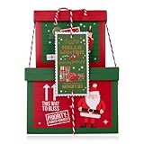 Accentra Badeset HELLO WINTER in gestapelten Geschenkboxen - wiederverwendbar, inkl. Duschgel, Handcreme & Nagelcreme, 2 x Badebomben, 6 x Mini-Nagelfeilen, Netzschwamm, Frauen Geschenk Weihnachten