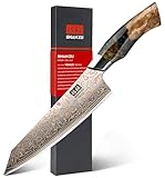 SHAN ZU Damastmesser aus Kupfer Kochmesser Handgeschmiedetes Japanisches Messer, 33 Schichten Damaststahl & Kupfer Profi Damast Küchenmesser 20CM - VENUS Series