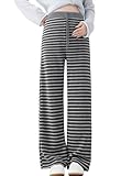 Yhong Schwangere Freizeithose Damen Umstandshose Weite Beine elastische Taille Mutterschaft Jogginghose Pyjamahose S-5XL Grau XL