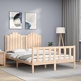 THOYTOUI Massivholzbett, Betten Polsterbett Mittelhohes Bett Tagesbett Geeignet für Wohnungen Schlafzimmer Gästezimmer Aufenthaltsraum mit Kopfteil 140x200 cm