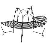 Kangmusi Baumbänke Halbrund 2 STK. Ø159 cm Schwarz Stahl, Schwarz 3095717