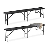 Relaxdays Bierbank 2er Set, Faltbare Partybank für Terrasse & Garten, Kunststoff, Campingbank, 43x179x24,5 cm, schwarz