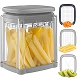 Vihoom Pommesschneider, Kartoffelschneider für Pommes Frites, Pommes Schneider mit 3 Edelstahl Klinge, Mehrzweck Gemüseschneider für Gemüse und Obst, Leicht zu Reinigen