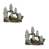 Happyyami 2st Aquarium Landschafts Stein Statue Zubehör Für Aquarien Aquarium Licht Felsen Aquarium-lichtclip Luft Aquarium-skulptur Wasser Aquarienlicht Dekorationen Teich Baum Harz