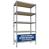 TKT – Work System Steckregal mit Holzböden 180x90x40cm - Verzinktes Regal mit 175kg Tragkraft pro Boden. Schwerlastregal mit 5 Böden für Werkstatt, Wohn- & Kellerraum