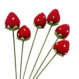 Urier Handgefertigter gehäkelter Erdbeere, gestrickter Blumenstrauß, gehäkelter Blumenstrauß, Erdbeere, Bürodekoration, Hochzeit, Zuhause, Tischdekoration, Geschenk für Mütter