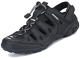 SAGUARO Trekking & Wandersandalen für Herren Damen mit Geschlossene Zehe Sommer Outdoor Sport Sandalen Bequem Atmungsaktiv Trekkingsandalen Schwarz 42 EU