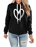 REVETRO Damen-Sweatshirt, Batikdesign, lässig, langärmelig, Kordelzug, Kapuzenpullover, Tops mit Tasche, ZZ-Black, Small