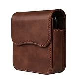 Gürteltasche Leder Braun kompatibel mit Samsung Galaxy Z Flip 6/5/4/3/2/1/Motorola Razr 40 Handytasche Leder mit Kartenhalterung Gürtelclip Hülle kompatibel mit Huawei P50 Pocket/SM-F7070/F7000/F7110