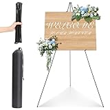 AiQInu Staffelei Schwarz, Tragbare Teleskop Künstler Boden Staffeleien Verstellbares Stativ Leinwand Malerei Display, Easel Leinwand Ständer mit Tragebeutel für Hochzeit, Malerei, Show