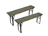 Sensalux Bierbankauflagen, 2er Set, Klettverschluss, Polster für Bierzeltgarnitur, Auflage Grau - Grau 120cm x 25cm