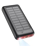 Solar Powerbank 27000mAh 22,5W PD20W Power Bank Schnell Aufladende, USB C Tragbares Ladegerät für iPhone 16 15 14 13 12 Camping Outdoor